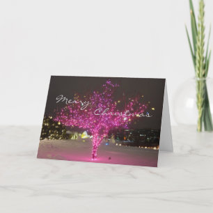 Roze Kerstboom Feestdagen Kaart