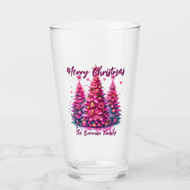 Roze kerstboom Gepersonaliseerde familie Glas