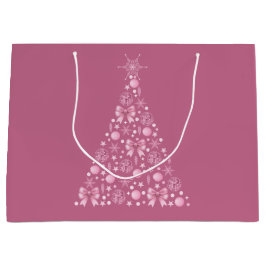 Roze Kerstboom Gift Bag Groot Cadeauzakje