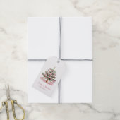 Roze Kerstboom Gift Label Cadeaulabel (Met Touw)