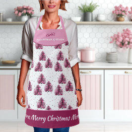Roze Kerstboom Girly All-Over Print Schort