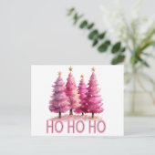 Roze kerstboom HOHOHO Feestdagenkaart (Staand voorkant)