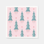 Roze Kerstboom in Vintage Stijl Servet (Voorkant)