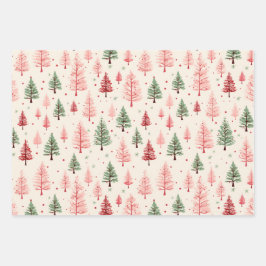  roze kerstboom inpakpapier vel