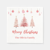 Roze Kerstboom Kerstfeest Servet (Voorkant)