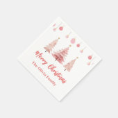 Roze Kerstboom Kerstfeest Servet (Hoek)