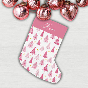 Roze kerstboom kleine kerstsok