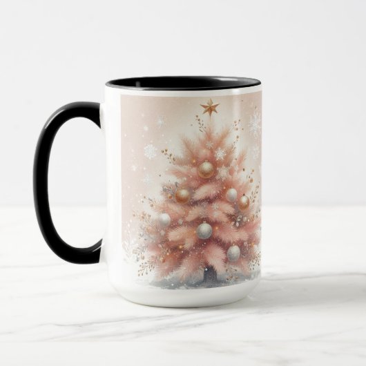 Roze Kerstboom Koffie Mok Cup (Links)