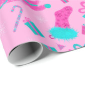 Roze kerstboom kous snoepriet cadeaus cadeaupapier (Rol Hoek)