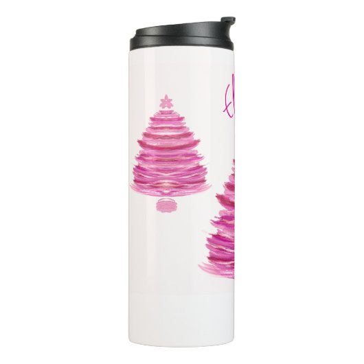  roze kerstboom kunst thermosbeker (Gedraaid links)