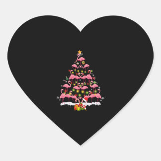 Roze kerstboom met flamingo's hart sticker
