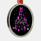 Roze kerstboom met lint metalen ornament (Rechts)