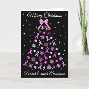 Roze kerstboom met lint Snowflake Feestdagen Kaart