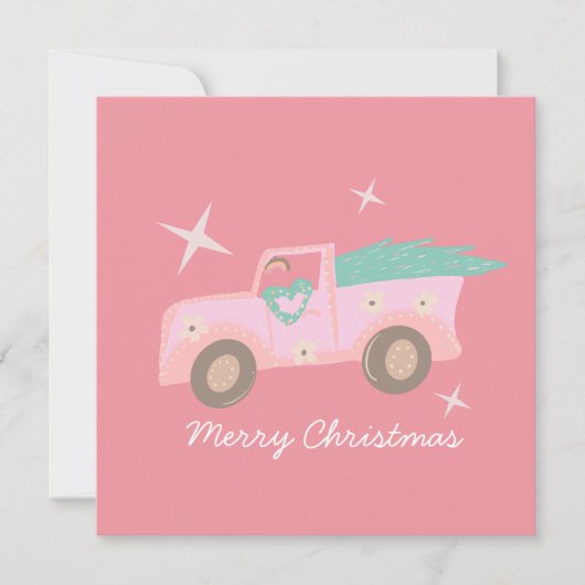  roze kerstboom met Truck Groovy Kaart (Voorkant)