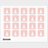 Roze kerstboom minimalistisch silhouet vierkante sticker (Vel)