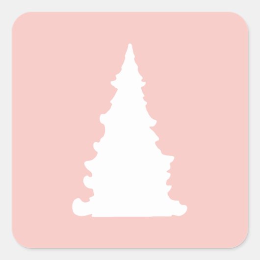 Roze kerstboom minimalistisch silhouet vierkante sticker (Voorkant)
