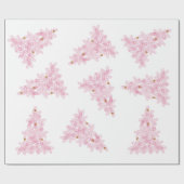 Roze kerstboom Moderne vakantiebomen Cadeaupapier (Vlak)