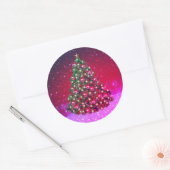Roze kerstboom - ontwerp ronde sticker (Envelop)