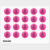 Roze kerstboom op de luipaard ronde sticker (Vel)