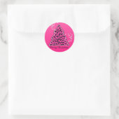 Roze kerstboom op de luipaard ronde sticker (Tas)