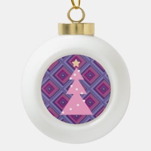 Roze kerstboom Paars patroonnoel Yuletide Keramische Bal Ornament