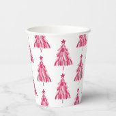 Roze kerstboom papieren bekers (Achterkant)