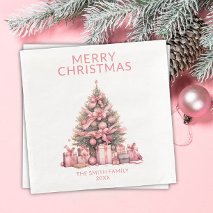 Roze Kerstboom Partij Servet