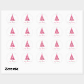 Roze kerstboom ronde sticker (Vel)