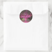 Roze kerstboom ronde sticker (Tas)
