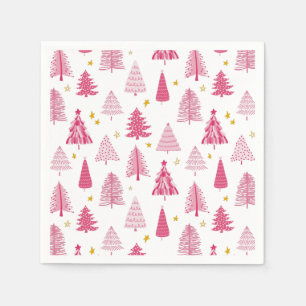 Roze kerstboom servet