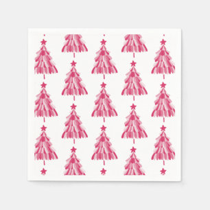 Roze kerstboom servet