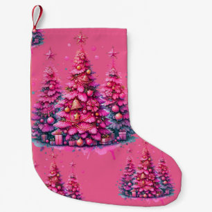 Roze kerstboom trendy preppy esthetiek kleine kerstsok