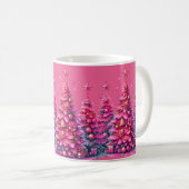 Roze kerstboom trendy preppy esthetiek koffiemok (Voorkant rechts)