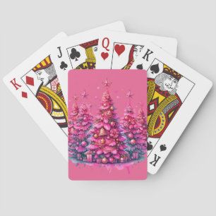 Roze kerstboom trendy preppy esthetiek pokerkaarten
