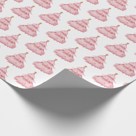 Roze Kerstboom Vakantie Kerstmis Cadeaupapier (Hoek)
