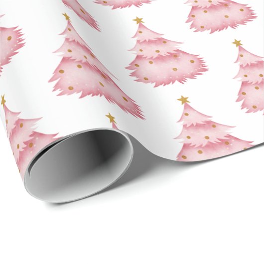 Roze Kerstboom Vakantie Kerstmis Cadeaupapier (Rol Hoek)