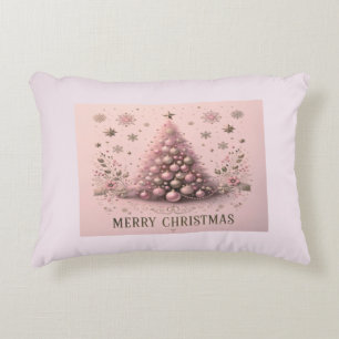 Roze Kerstboom Vrolijk Kerst Accent Kussen