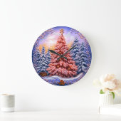 Roze kerstboom wandklok grote klok (Huis)