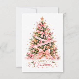 Roze Kerstboom Wenskaart Bedankkaart