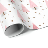 Roze kerstboomfeestdag cadeaupapier (Rol Hoek)