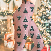 Roze kerstboomfeestdag leggings
