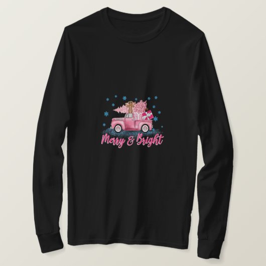 Roze kerstboomkerkwiek en helder roze vrachtwagen t-shirt (Design voorkant)