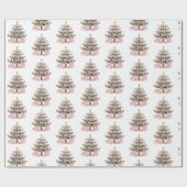 Roze kerstboompapier cadeaupapier (Vlak)