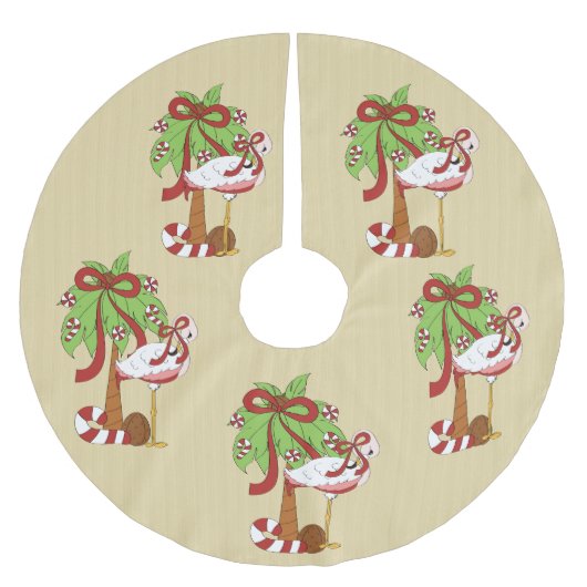 Roze kerstboomrok met flamingo kerstboom rok (Voorkant)