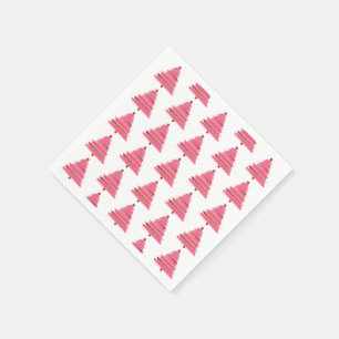 Roze kerstboomschilderij servet