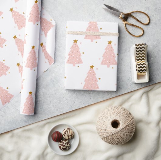 Roze kerstboomverlooppapier cadeaupapier (Crafts)