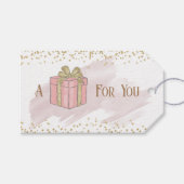 Roze Kerstcadeau Cadeaulabel (Voorkant (Horizontaal))