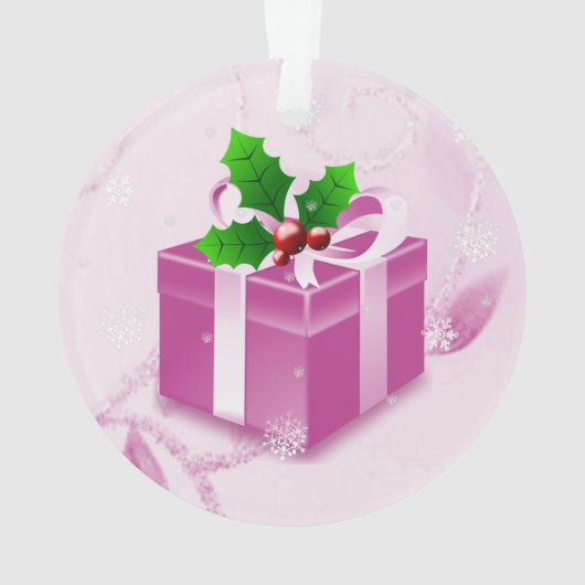 Roze kerstcadeau-Ornament Ornament (achterkant)