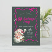 Roze kerstcadeau ruilfeest kaart (Staand voorkant)