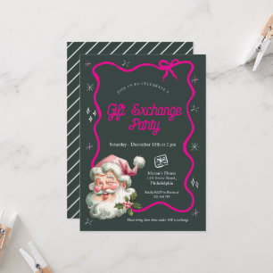 Roze kerstcadeau ruilfeest kaart